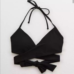 AERIE NWT Black Halter Wrap Bikini Top! 🖤